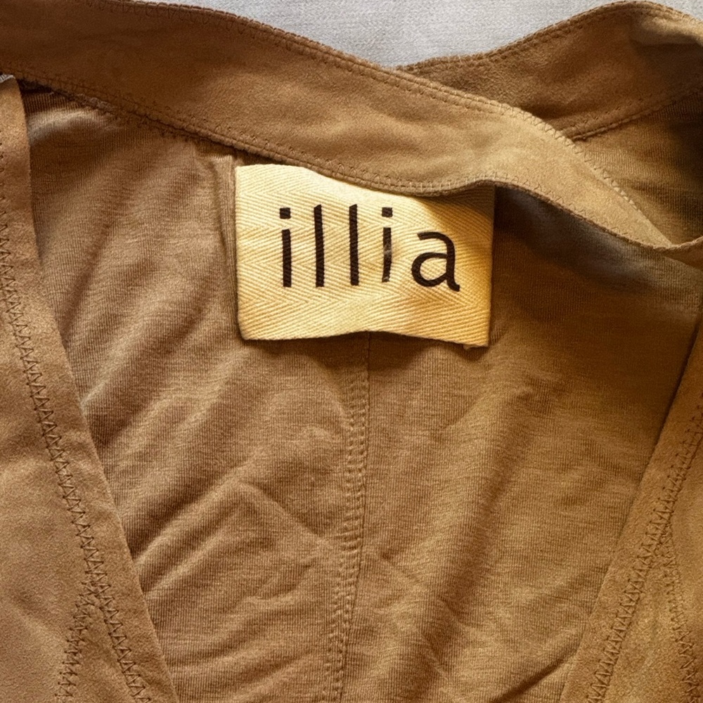 Leather Illia Camel V-Neck Tank Top W Tie Neck Design Sz 10 - Picture 3 of 7